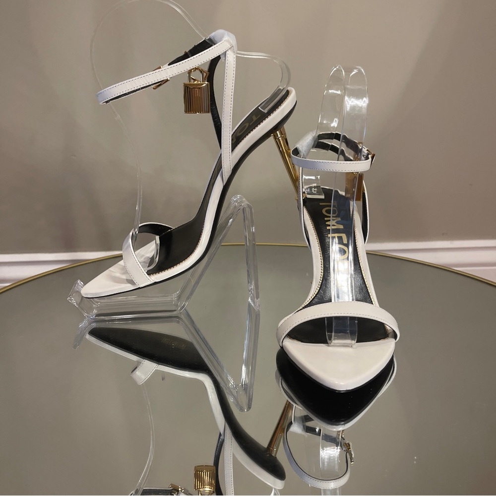 Tom Ford Padlock 85 Lock Heeled Sandals Sz 37.5 - Picture 13 of 17